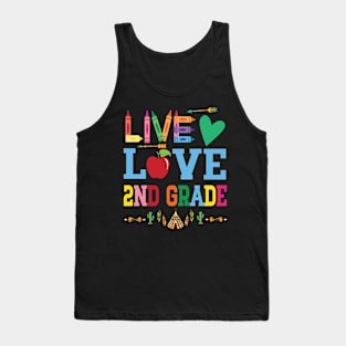 Live Love 2nd Grade Student Teacher Happy Back To School Day Tank Top